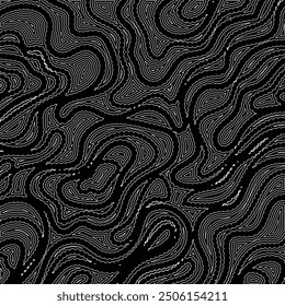Seamless pattern with  black wavy lines and white background
