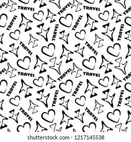 seamless pattern black white abstract travel plane
