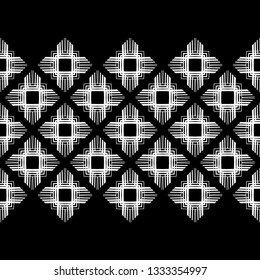 Seamless pattern of black and white abstract geometric shapes. Vector background. Can be used in printing, textile, wrapping, web-design.
