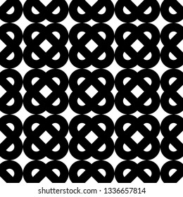 Seamless pattern of black and white abstract geometric shapes. Vector background. Can be used in printing, textile, wrapping, web-design.