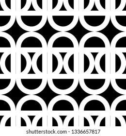 Seamless pattern of black and white abstract geometric shapes. Vector background. Can be used in printing, textile, wrapping, web-design.