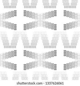 Seamless pattern of black and white abstract geometric shapes. Figures from ovals with a stroke. Vector background. Can be used in printing, textile, wrapping, web-design.