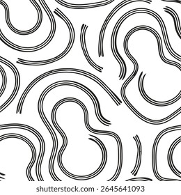 Motif harmonieux, noir et blanc, lignes abstraites. De fines lignes de forme libre. Conception pour la couverture, la bannière, l'emballage, les vêtements