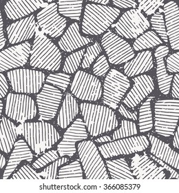 Seamless pattern with black and white abstract ornament - irregular cells. Easy to edit and change colors