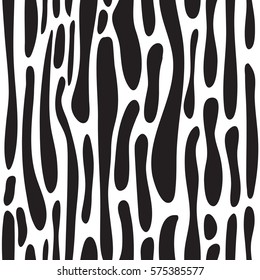 Seamless pattern with black and white abstract spots. Vector contrast repeating unusual print for your design of textile, fabric, wallpaper, cover, wrapping, card, banner, brochure, banner, poster etc