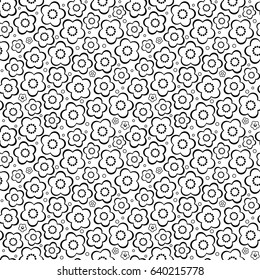 Seamless pattern black and white abstract floral garden or meadow blossom
