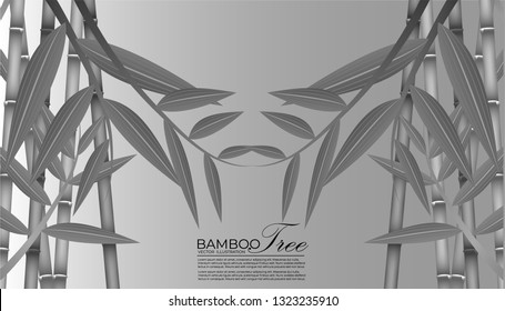 Seamless pattern in black and white of the bamboo stalks, Vector illustration of bamboo, design of Chinese and Japanese trees,  Monochrome trees wallpaper for cards and web.