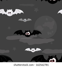 Seamless pattern with black and white bats