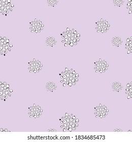 Seamless pattern with black and white berries on a purple background. Vector EPS 10. Hand drawn.