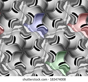 Seamless pattern of black and white birds. Triangular mosaic of flying pigeons. Vector illustration.