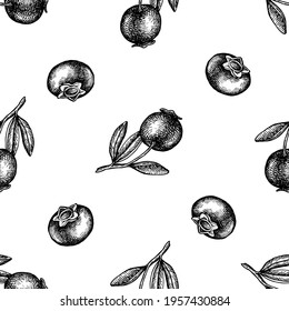 Seamless pattern with black and white blueberry