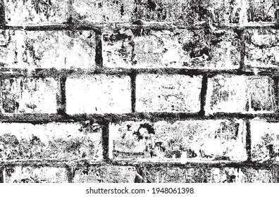 Seamless pattern with black and white brick wall in the grunge style. Abstract repeating background suitable for wallpaper, wrapping paper, textiles. Vector texture with shabby brickwork