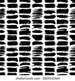 Seamless pattern black white brush strokes lines design, abstract simple scandinavian style background grunge texture. trend of the season. Can be used for Gift wrap fabrics, wallpapers. Vector