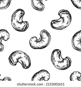 Seamless pattern with black and white cashew