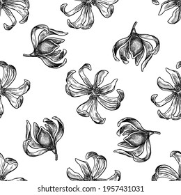 Seamless pattern with black and white champak