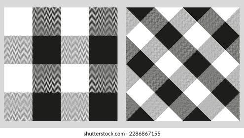 Nahtlose Muster in schwarz-weißem Scheck, modischer Tartan für Gips, Hemden, Jacken, etc.