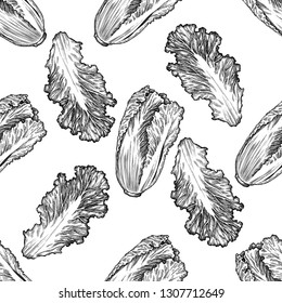 Seamless pattern with black and white chinese cabbage