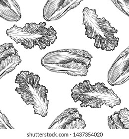 Seamless pattern with black and white chinese cabbage