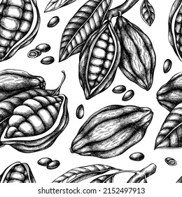 Seamless pattern with black and white cocoa
