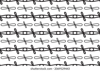 Patrón sin brillo con fondo de color negro y blanco, forma redondeada geométrica. Ilustración vectorial.