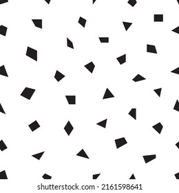 Nahtloses Muster mit schwarz-weißem Hintergrund, Rechteck, Dreieck, Polygonform, Mosaikmuster. Vektorgrafik.