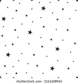 Seamless pattern with black and white colour background, stars shape pattern. Vector illustration.