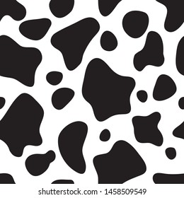 Seamless Pattern Black And White. Cow Hide Background