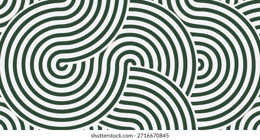 Un patrón sin fisuras de líneas curvas en blanco y negro que forman Formas circulares entrelazadas, creando una sensación de profundidad y movimiento.