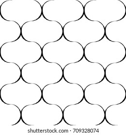 Seamless pattern, black and white curved symmetry shape brush painting, net or web