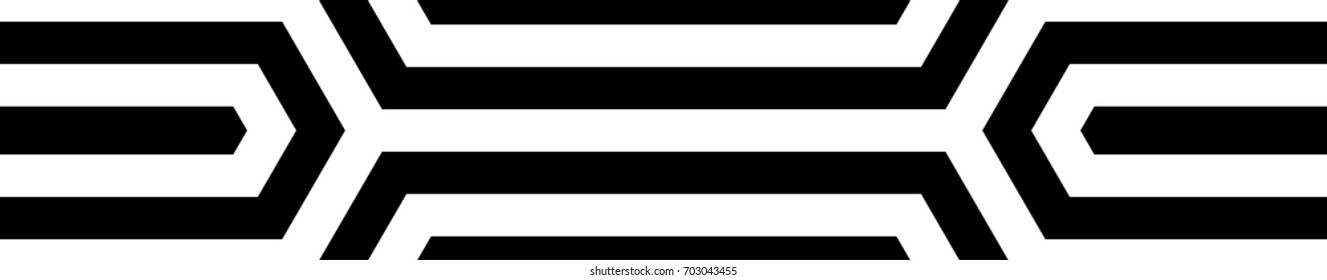 Seamless pattern with black white elongated hexagons, striped lines. Optical illusion grill. Industrial tile in op art style. Vector futuristic background, texture. 