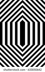 Seamless pattern with black white extended hexagons, diagonal striped lines.