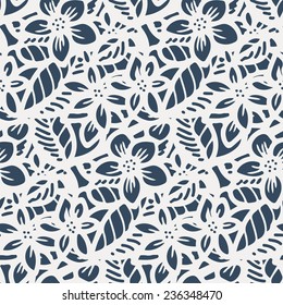 Seamless pattern - black and white flower background.Vector illustration. 