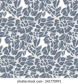 Seamless pattern - black and white flower background.Vector illustration. 