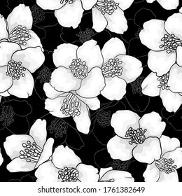 seamless pattern with black and white flowers chamomile. vector illustration. design for greeting cards and invitations of wedding, birthday, Valentine s Day, mother s day and other seasonal holiday