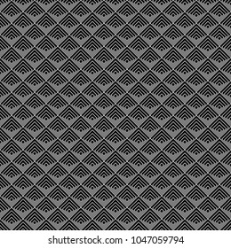 Seamless pattern. Black and white geometric texture. Monochrome mesh, lattice or net tissue structure. Endless abstract background. Vector.