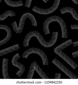 Seamless pattern with black and white geometric shape. Vector hand drawn style.