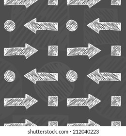 Seamless pattern, black and white, geometric images, vector