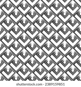 Seamless pattern with black and white geometric figures on white background