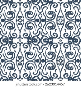 Seamless pattern. Black and white geometric pattern with thin lines. Vector illustration.