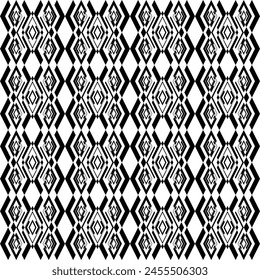 Seamless pattern with black and white geometrical ornament. Vector illustration.