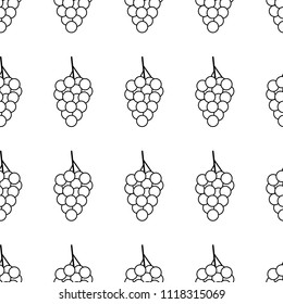 Seamless pattern with black and white grapes on the white background. Vector illustration