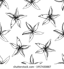 Seamless pattern with black and white hancornia