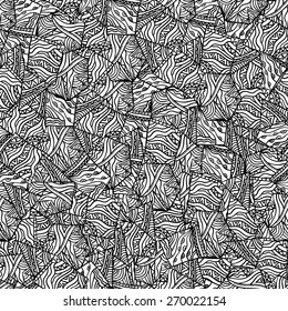 Seamless pattern. Black and white hand drown background . Vector .