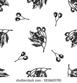 Seamless Pattern With Black And White Hawthorn