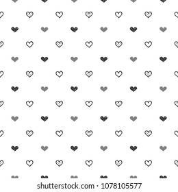 Seamless Pattern of Black and White Heart Design on White Background