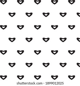 Seamless pattern, black and white hearts, no background, vector file