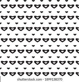 Seamless pattern, black and white hearts, no background, vector file