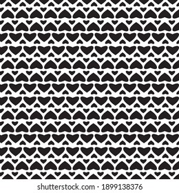 Seamless pattern, black and white hearts, no background, vector file