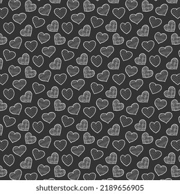 Seamless pattern with black and white hearts. Stock vector illustration.