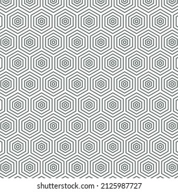Patrón sin brillo con hexágonos blancos negros y líneas rayadas. Efecto de ilusión óptica. Baldosa geométrica en estilo op art. Fondo iluminado por vectores, textura. Elemento futurista, diseño tecnológico.
